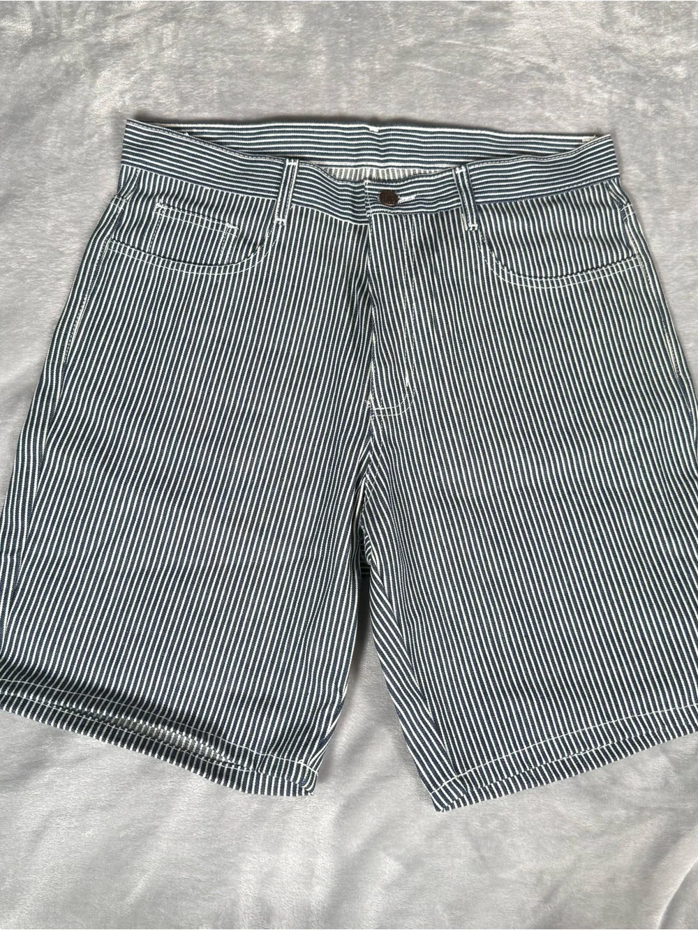 Smiths American Workwear Pinstripe Shorts Mens 32 8.5” Carpenter Blue NEW
